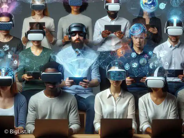 A group of people using Apple Vision Pro headsets, sharing data in a mixed reality environment.