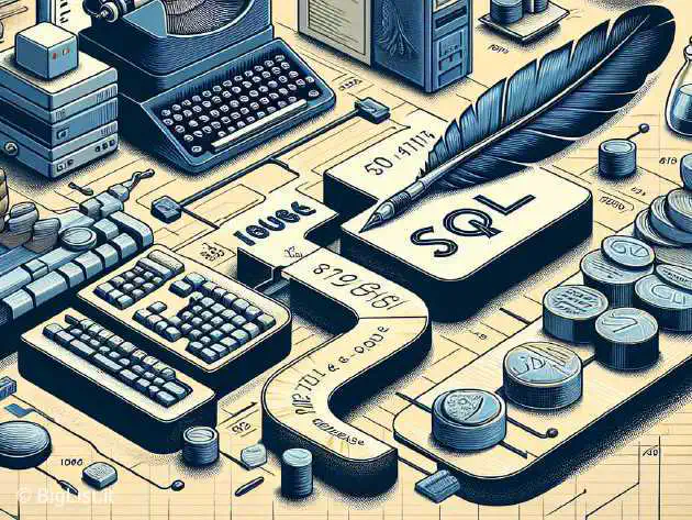 A digital illustration celebrating the 50th anniversary of SQL in the tech world, showing its evolution from SEQUEL to SQL, highlighting its impact on databases.