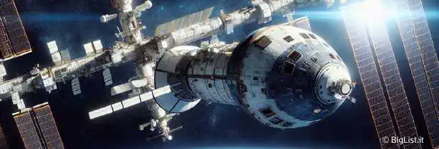 A majestic space capsule docking with the International Space Station, earth in the background