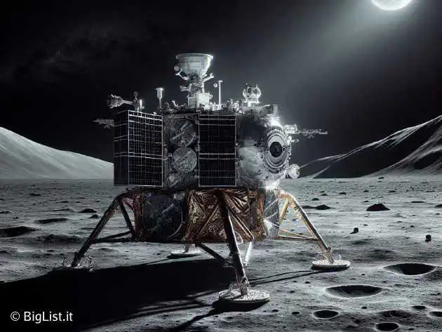 A European Space Agency instrument detecting negative ions on the lunar surface, with the Chang'e-6 lander in the background.