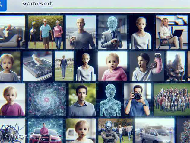 AI-generated images of celebrities showing up in search results, some inappropriate content, Google search interface in background.