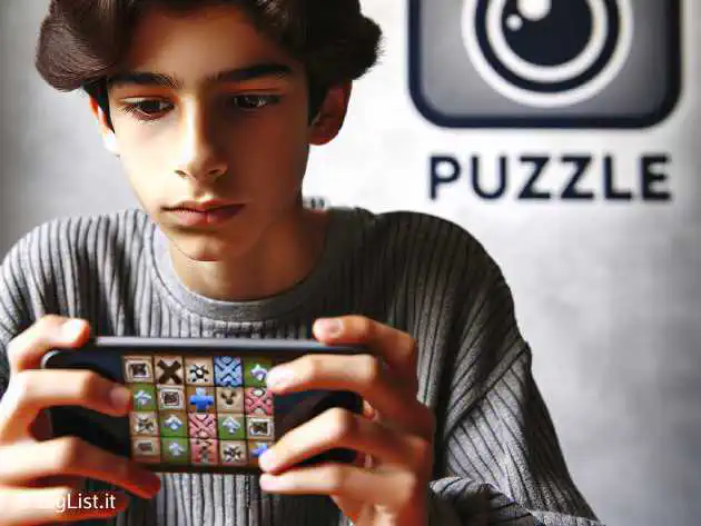 A 13-year-old looking at a smartphone screen displaying inappropriate content with Instagram logo in the background.