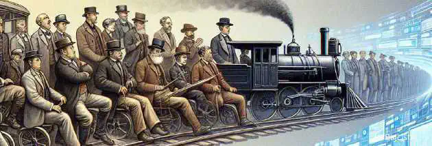 A 19th-century railway boom transitioning into today's digital internet era, showing detectives with old-fashioned notebooks morphing into analysts with computer screens.