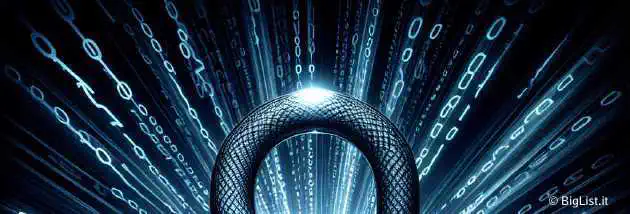 a conceptual image of a Python logo padlocked and surrounded by binary code, digital security theme