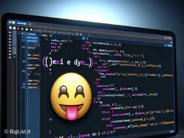 A rendered custom HTML element tag including an emoji in the tag name, depicted in a code editor.